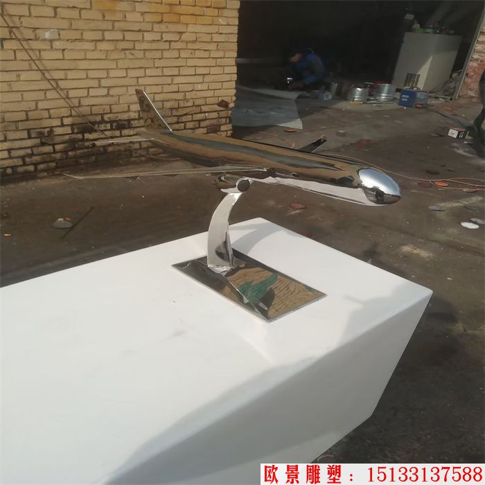 不銹鋼鏡面飛機雕塑 飛機模型 (4)
