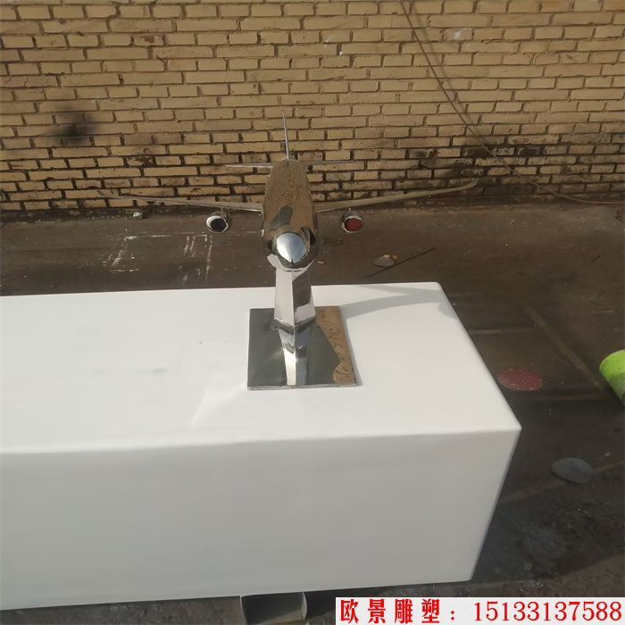 不銹鋼鏡面飛機雕塑 飛機模型 (3)